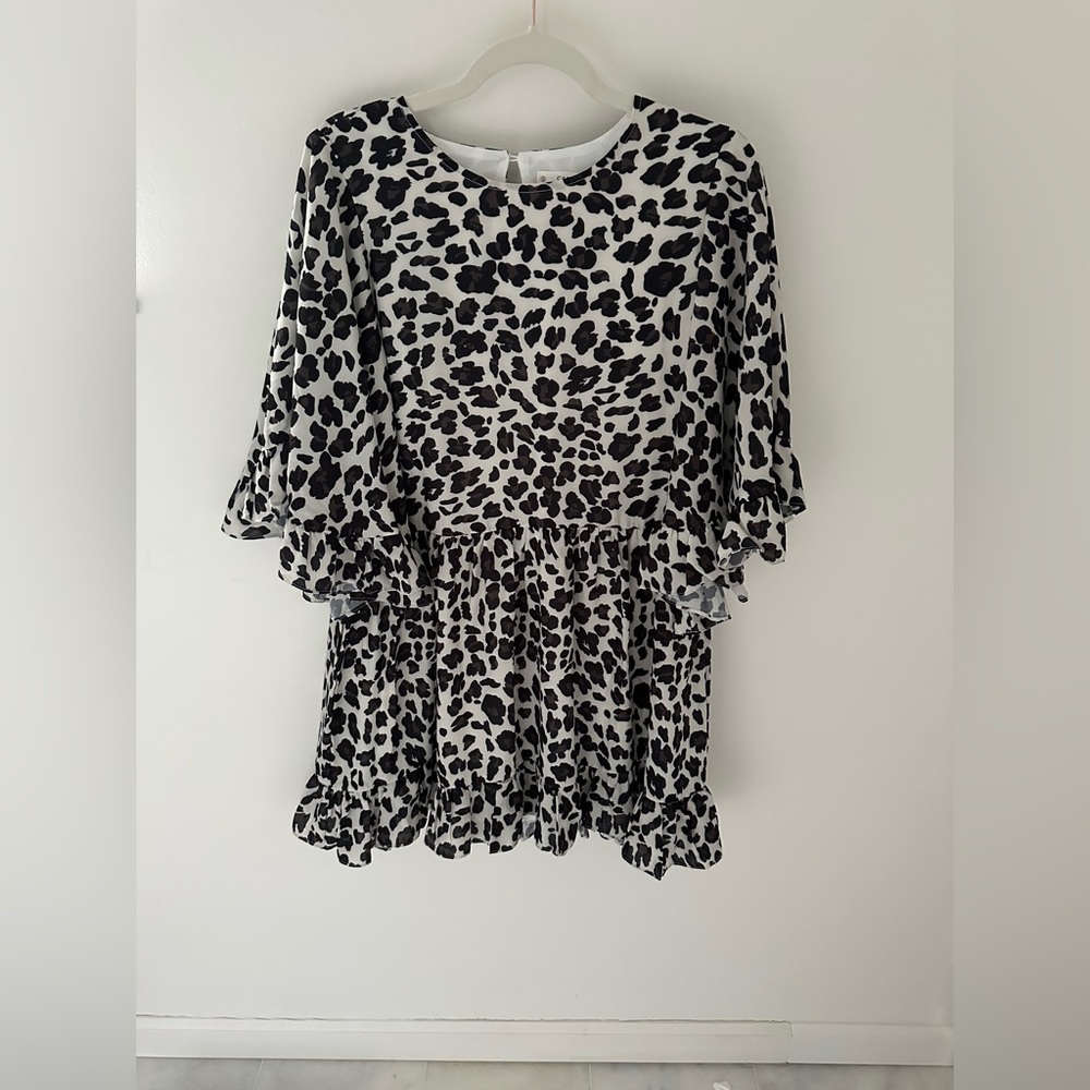 Caramela Leopard Print Ruffle Shift Dress – Size S